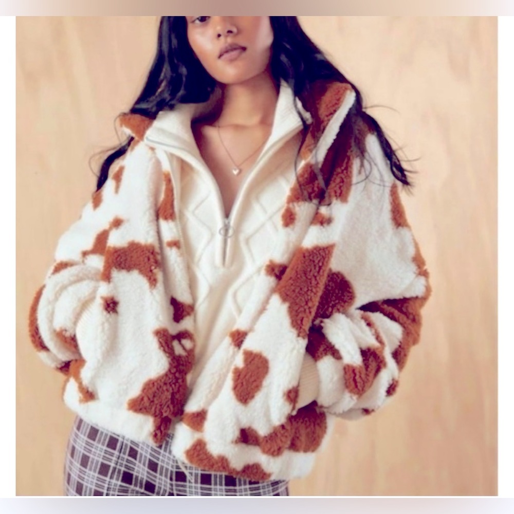 SOLD Urban Outfitters Cow Print Fleece Jacket